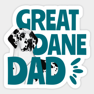 Harlequin Great Dane Dad, Original Digital Illustration II, The Perfect Gift For Dad! Sticker
